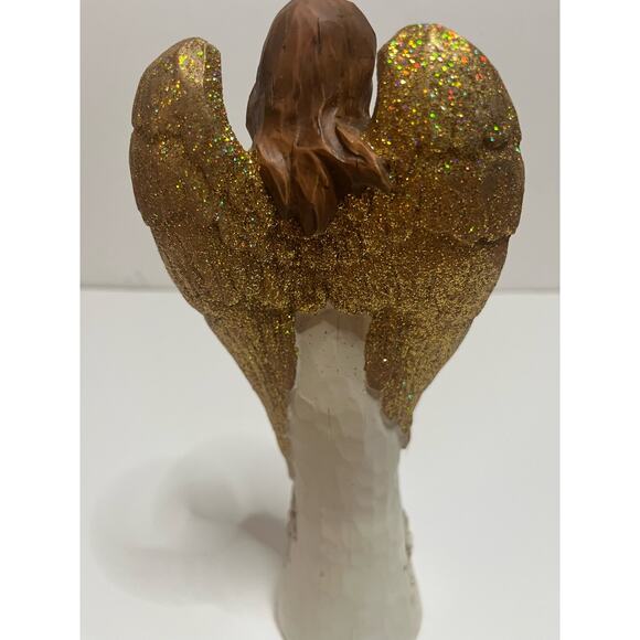 12" Angel Holding star with glitter wings and nativity Feels wooden - Picture 4 of 4